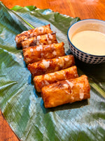 Turon with Pineapple Vanilla Cream Sauce