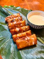 Turon with Pineapple Vanilla Cream Sauce